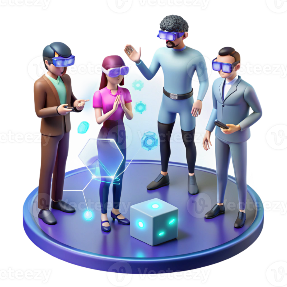 elegant abstract A Group of People Wearing Augmented Real exclusive png