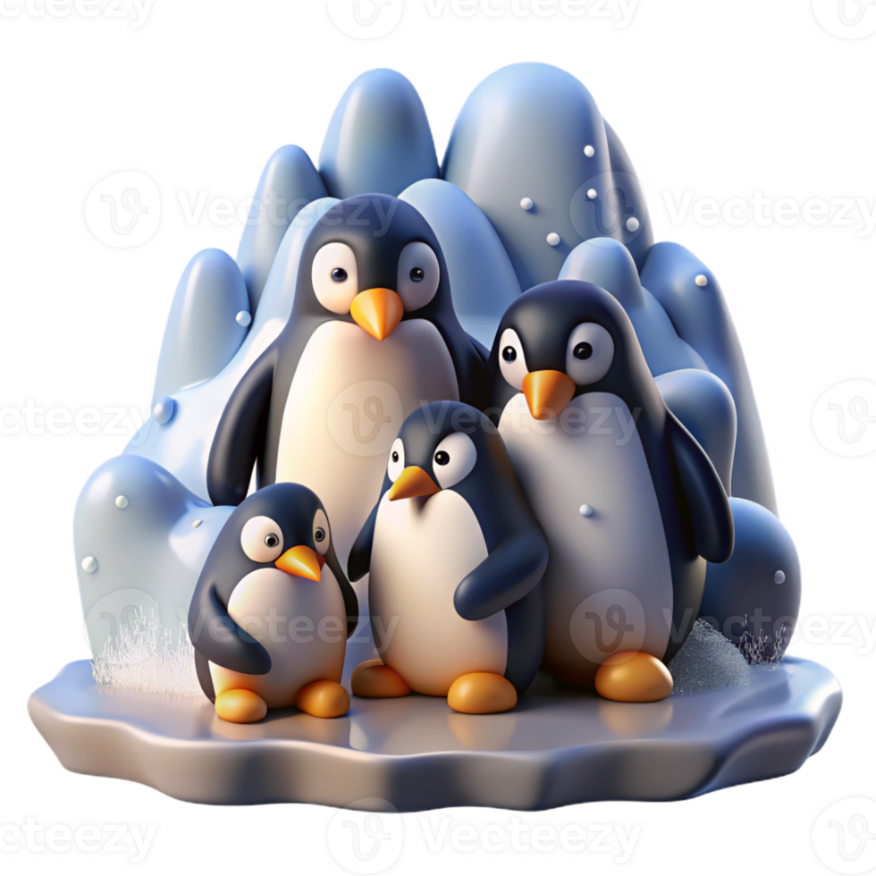 magnificent vintage A Group of Penguins Huddled Together on An high quality png