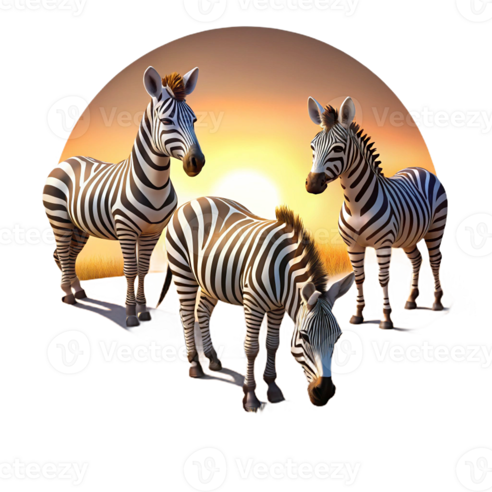 impressive artistic A Group of Zebras Grazing in the African S png