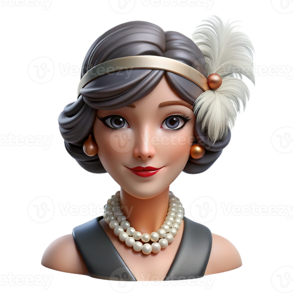 beautiful classic Portrait of a Glamorous S Flapper W detailed png