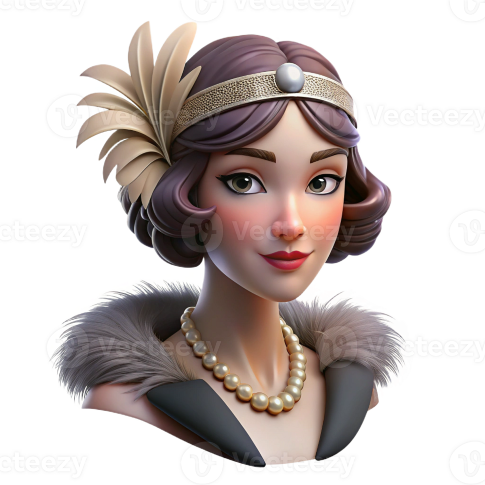 stunning artistic Portrait of a Glamorous S Flapper W high quality png