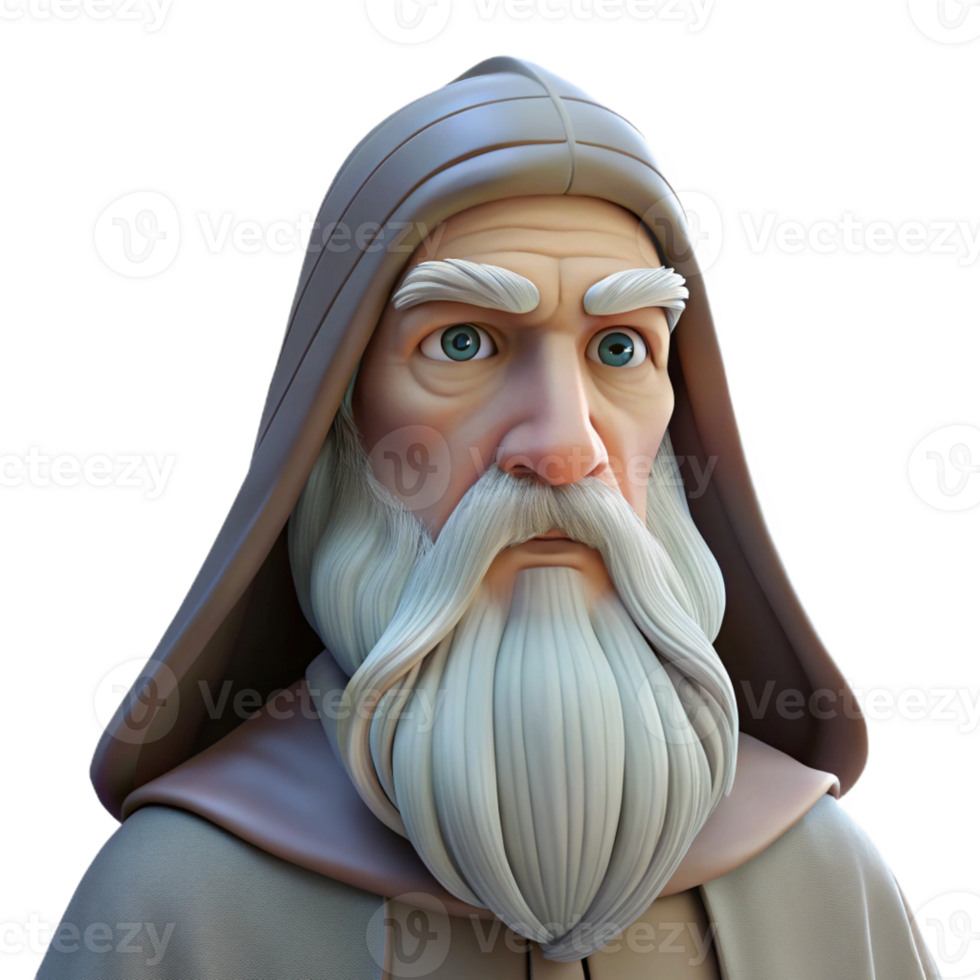 extraordinary artistic Portrait of a Wise Old Wizard with a Lo genuine png
