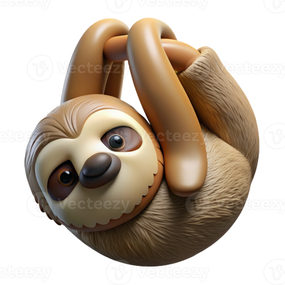 dramatic rustic Sleepy Sloth Hanging Upside Down exclusive png