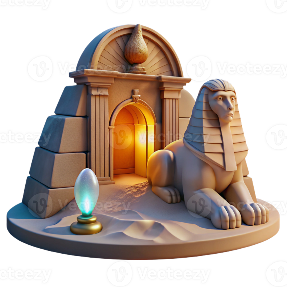 elegant rustic A Powerful Sphinx Guarding a Hidden Portal premium png