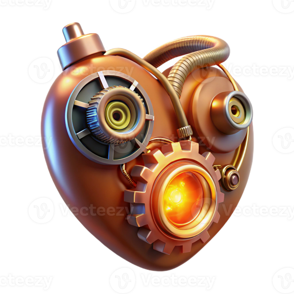 magnificent artistic Steampunk Heart Intricate Gears and Cogs authentic png