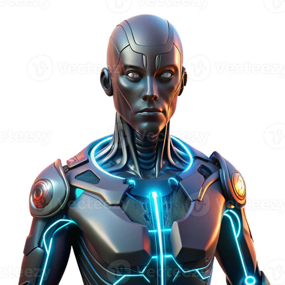 elegant modern A Cyborg with Glowing Circuitry Beneath T high quality png