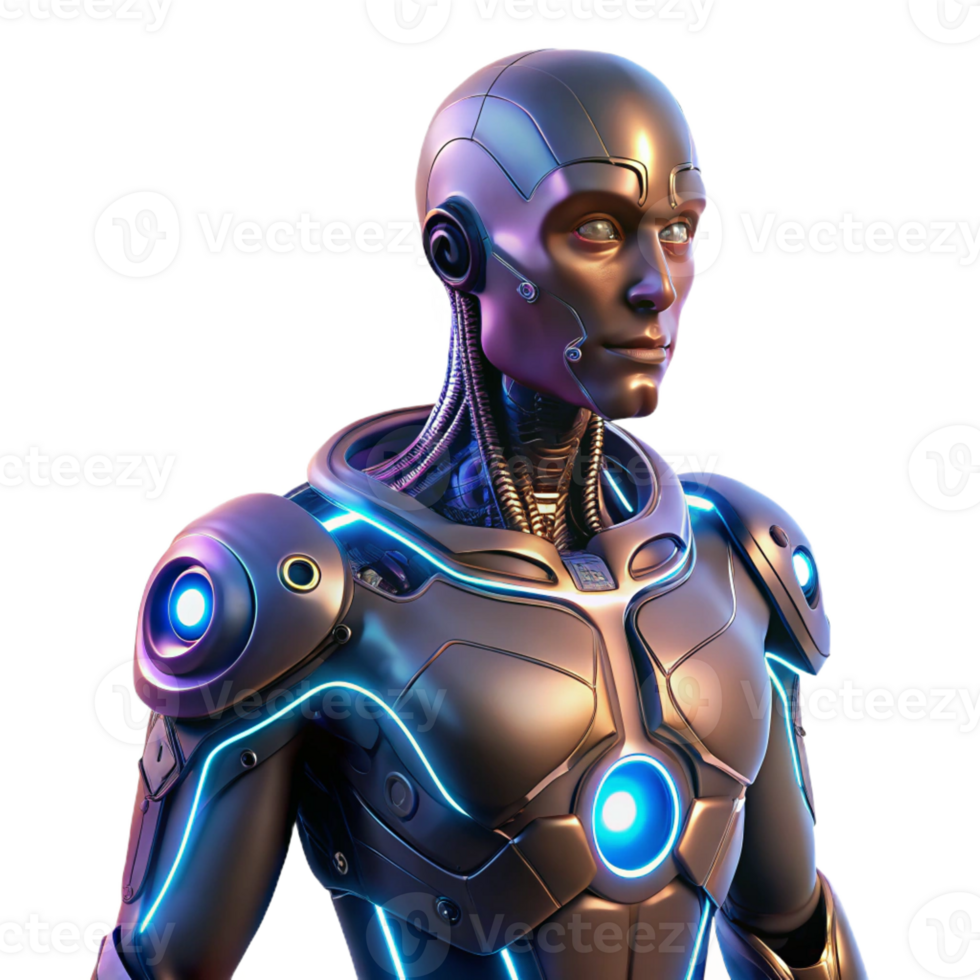 vibrant creative A Cyborg with Glowing Circuitry Beneath T high quality png