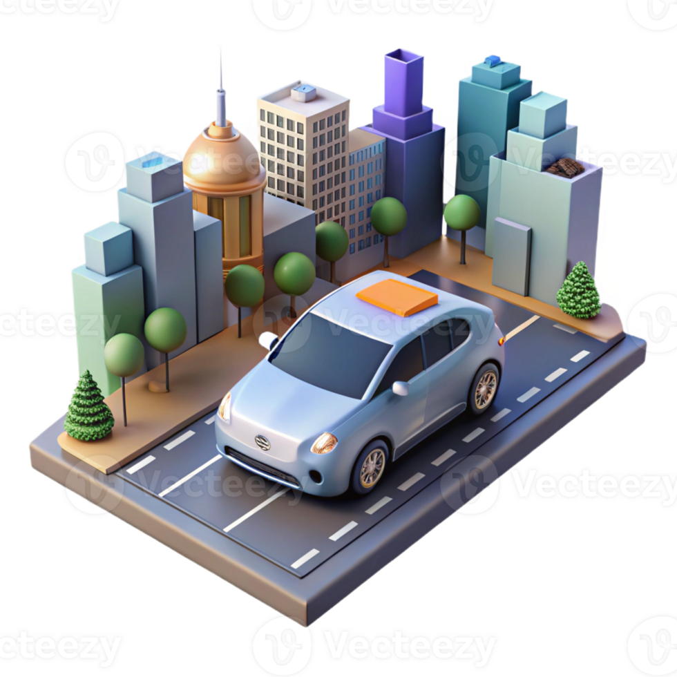impressive classic A Self Driving Car Navigating a Busy City exclusive png