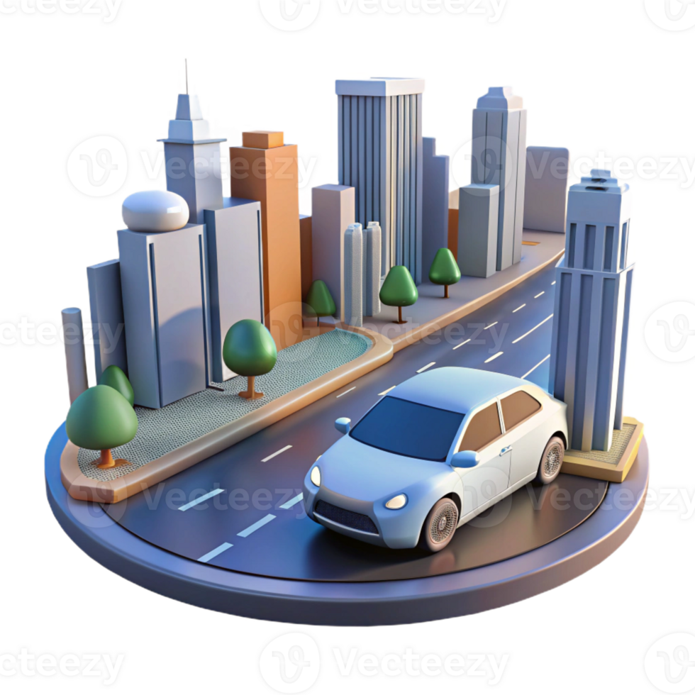 magnificent classic A Self Driving Car Navigating a Busy City premium png