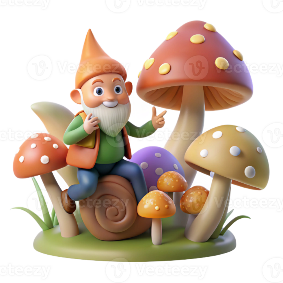 wonderful classic A Whimsical Gnome Riding a Giant Snail Thr original png