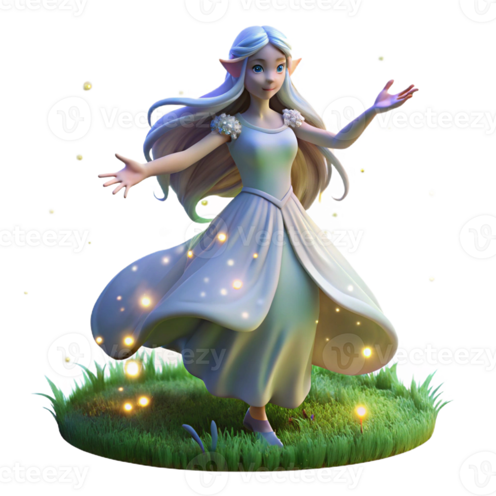 dramatic vintage A Graceful Elf Princess Dancing in a Moonl genuine png