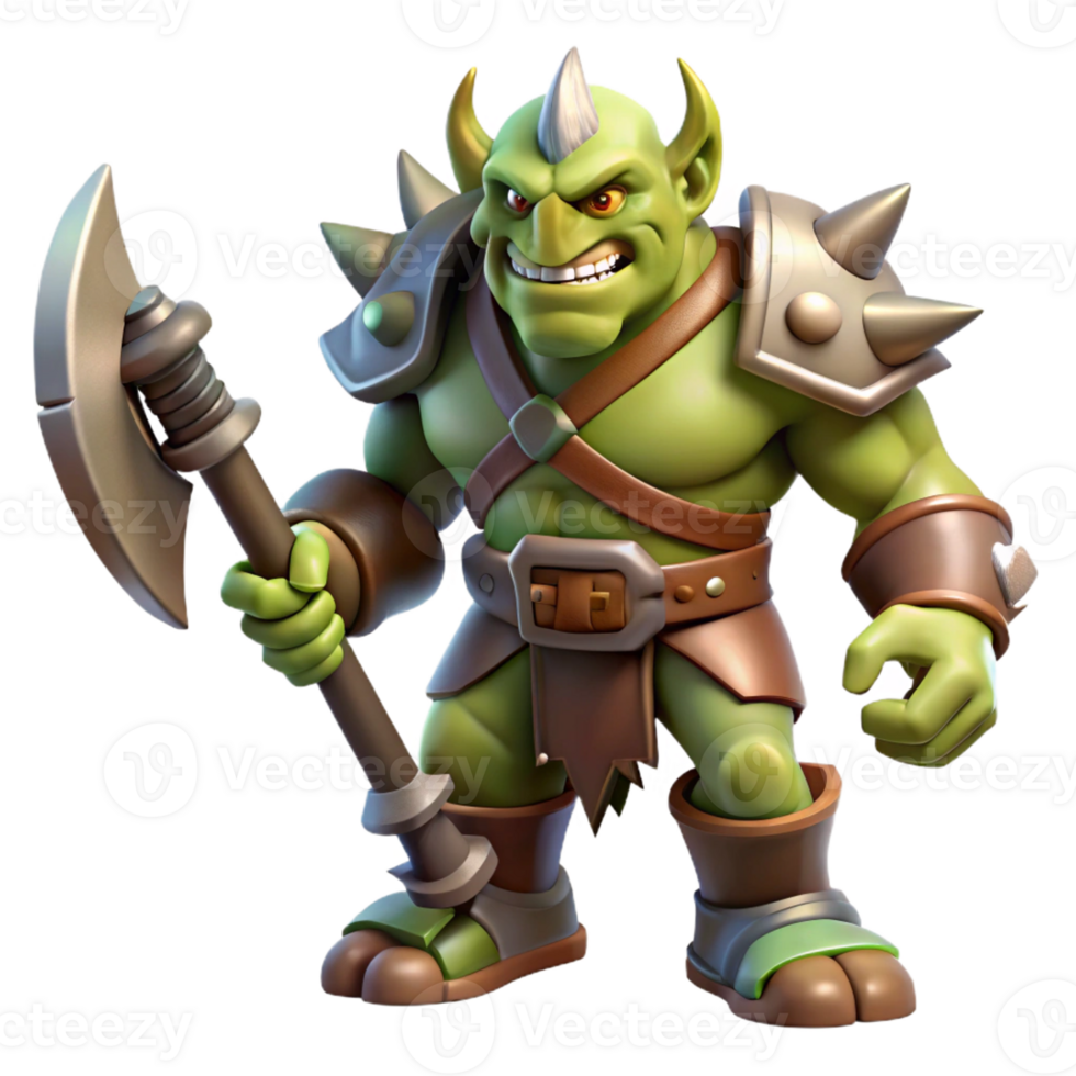 stunning minimalist A Fierce Orc Warrior Wielding a Massive A high resolution png