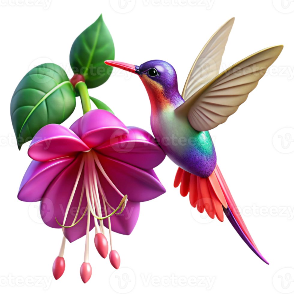 wonderful vintage A Hummingbird Hovering Near a Vibrant Fu png