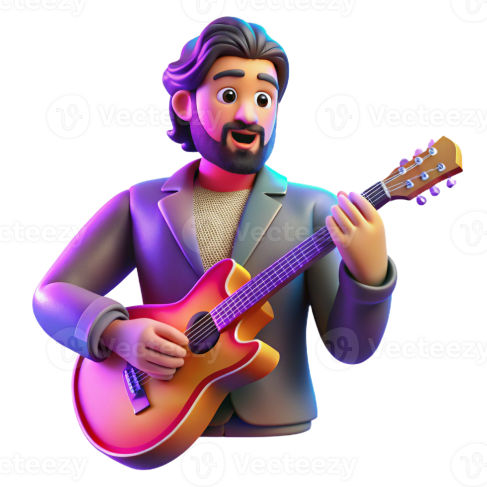 elegant classic Portrait of a Stylish Musician with a Gui original png