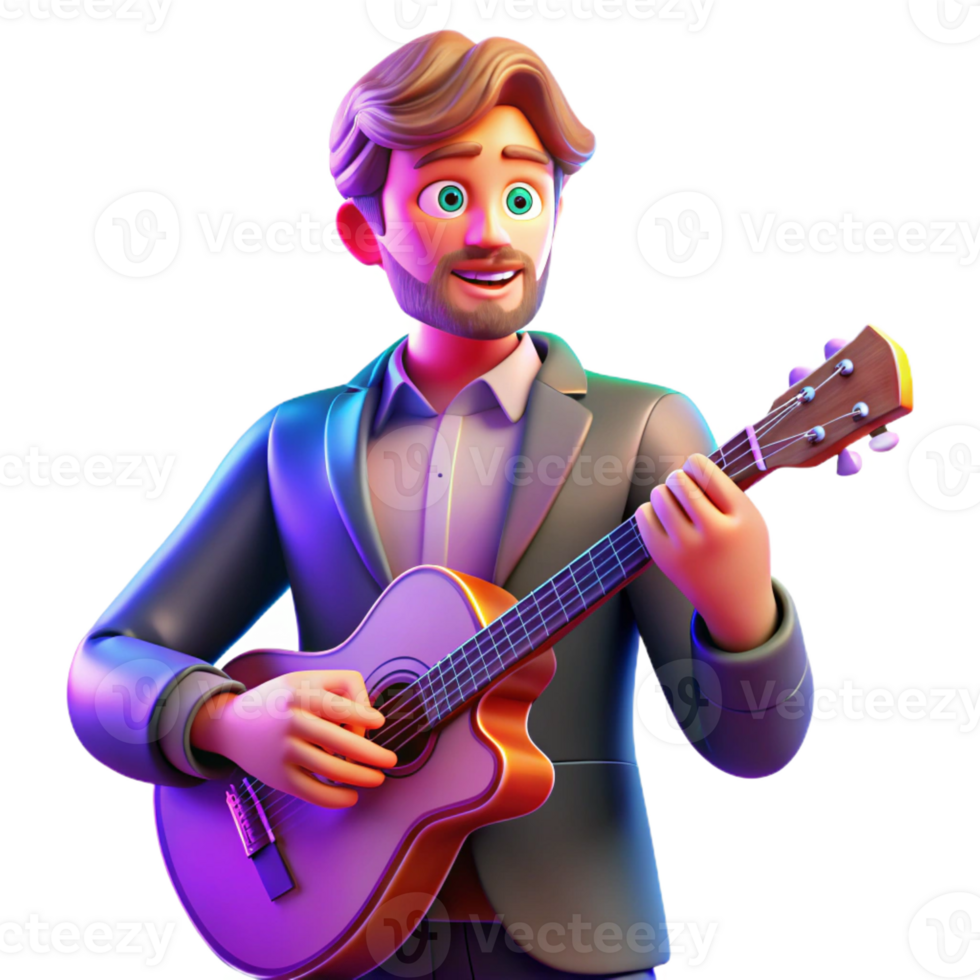 magnificent creative Portrait of a Stylish Musician with a Gui png