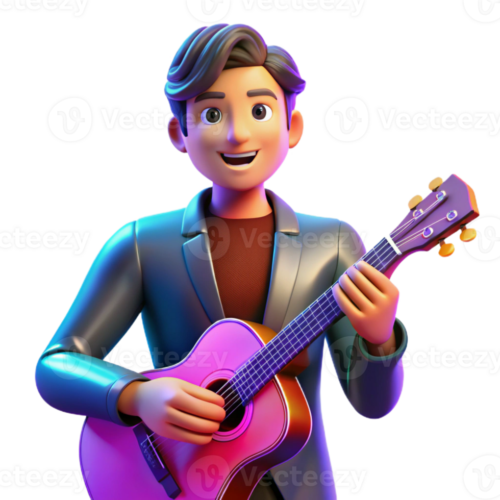 magnificent vintage Portrait of a Stylish Musician with a Gui png