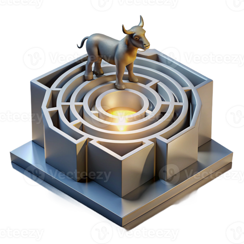elegant rustic Minotaur Trapped in Labyrinth png
