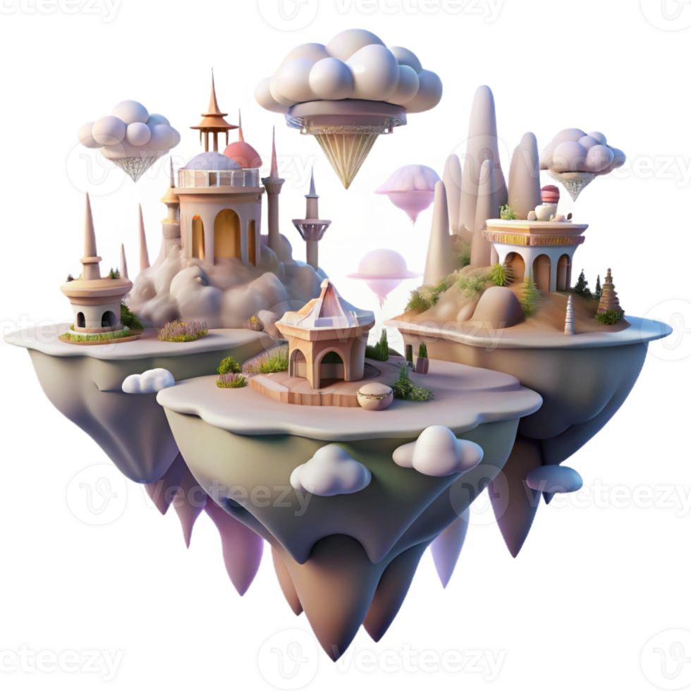 wonderful abstract A Dreamlike Landscape of Floating Islands premium png