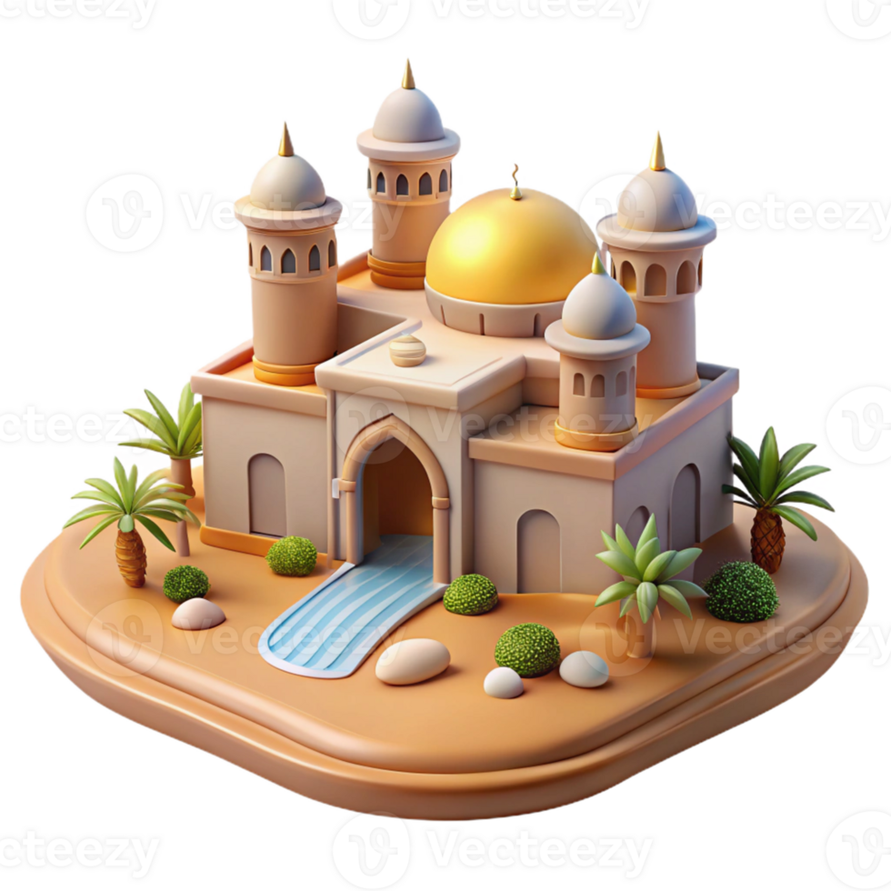 wonderful classic Moorish Palace in a Desert Oasis high quality png