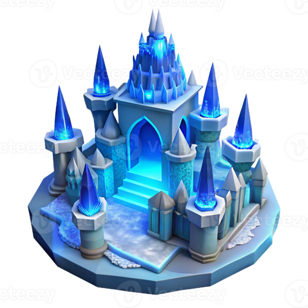 elegant creative Intricate Ice Castle Blue Hues authentic png