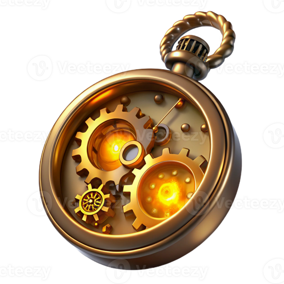 elegant artistic Steampunk Pocket Watch Intricate Gears high quality png