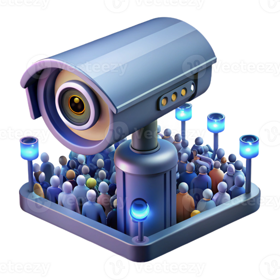 vibrant classic A Futuristic Security Camera Scanning a C exclusive png
