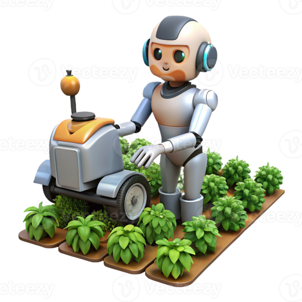 elegant modern A Futuristic Farming Robot Tending to Cro png