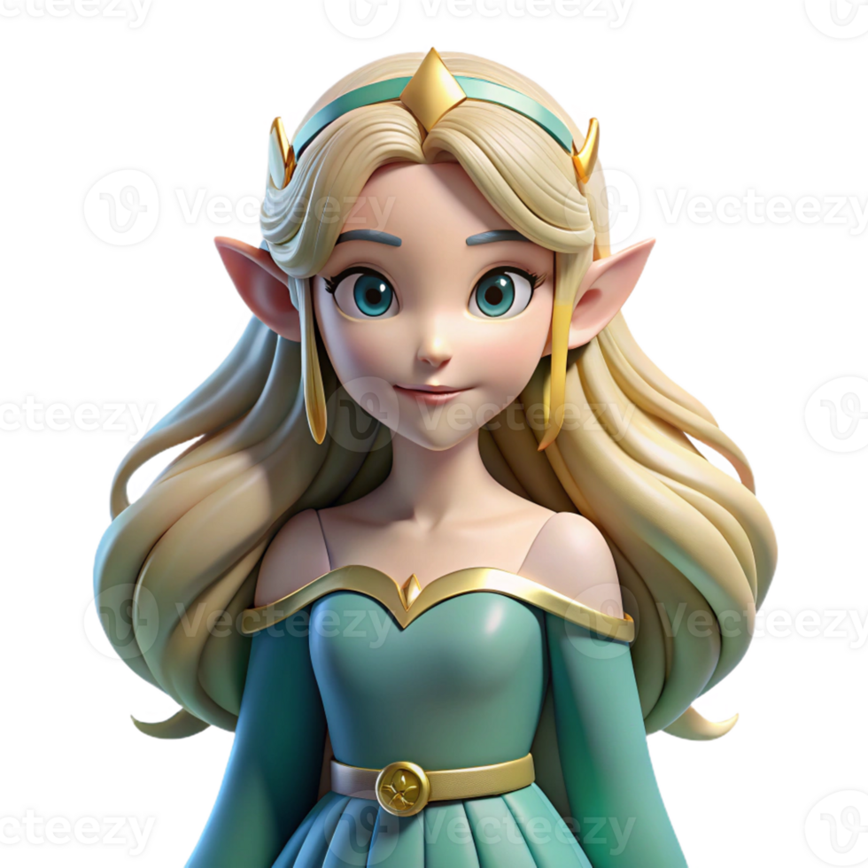 impressive classic Elf Princess with Flowing Hair authentic png