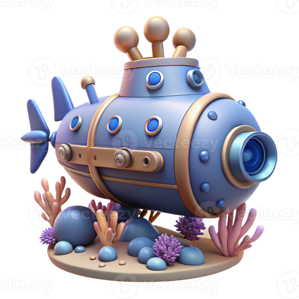 extraordinary minimalist A Steampunk Submarine Navigating Through premium png