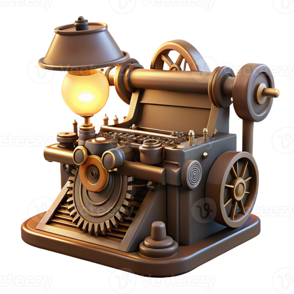 wonderful abstract A Steampunk Typewriter with Intricate Ge genuine png