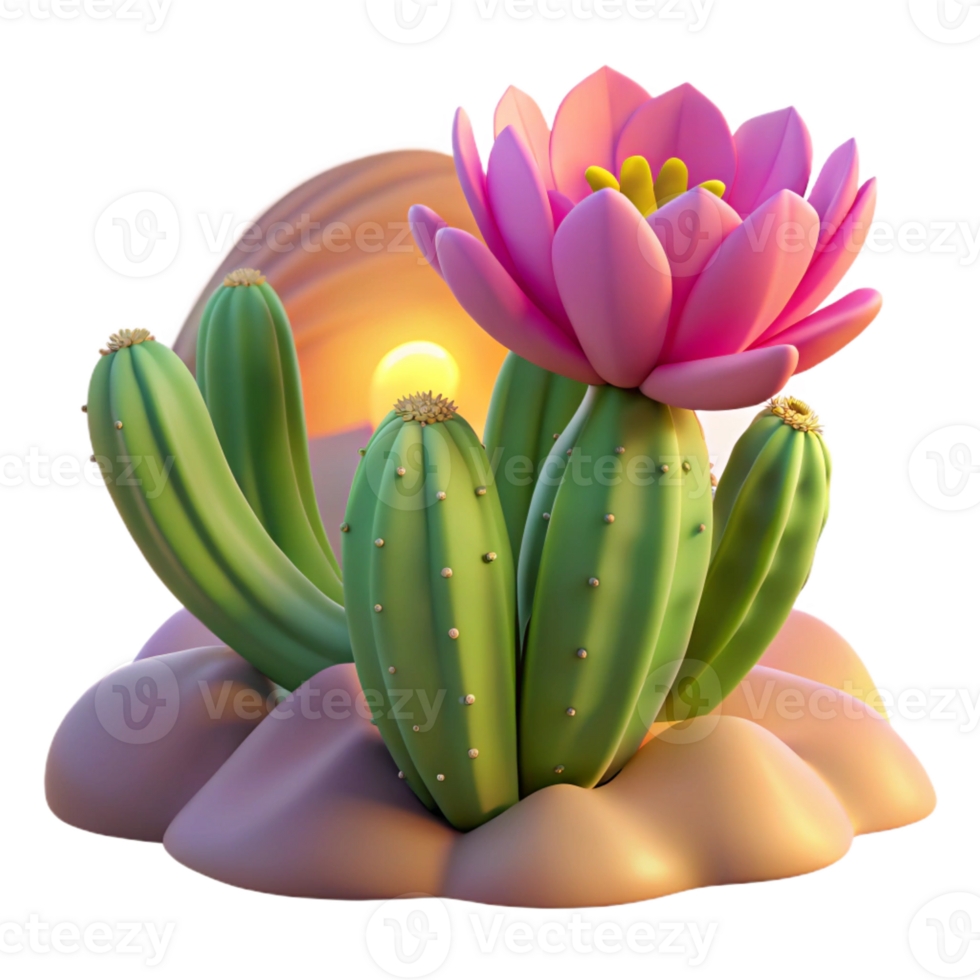 vibrant vintage A Blooming Cactus Flower in the Desert A high quality png