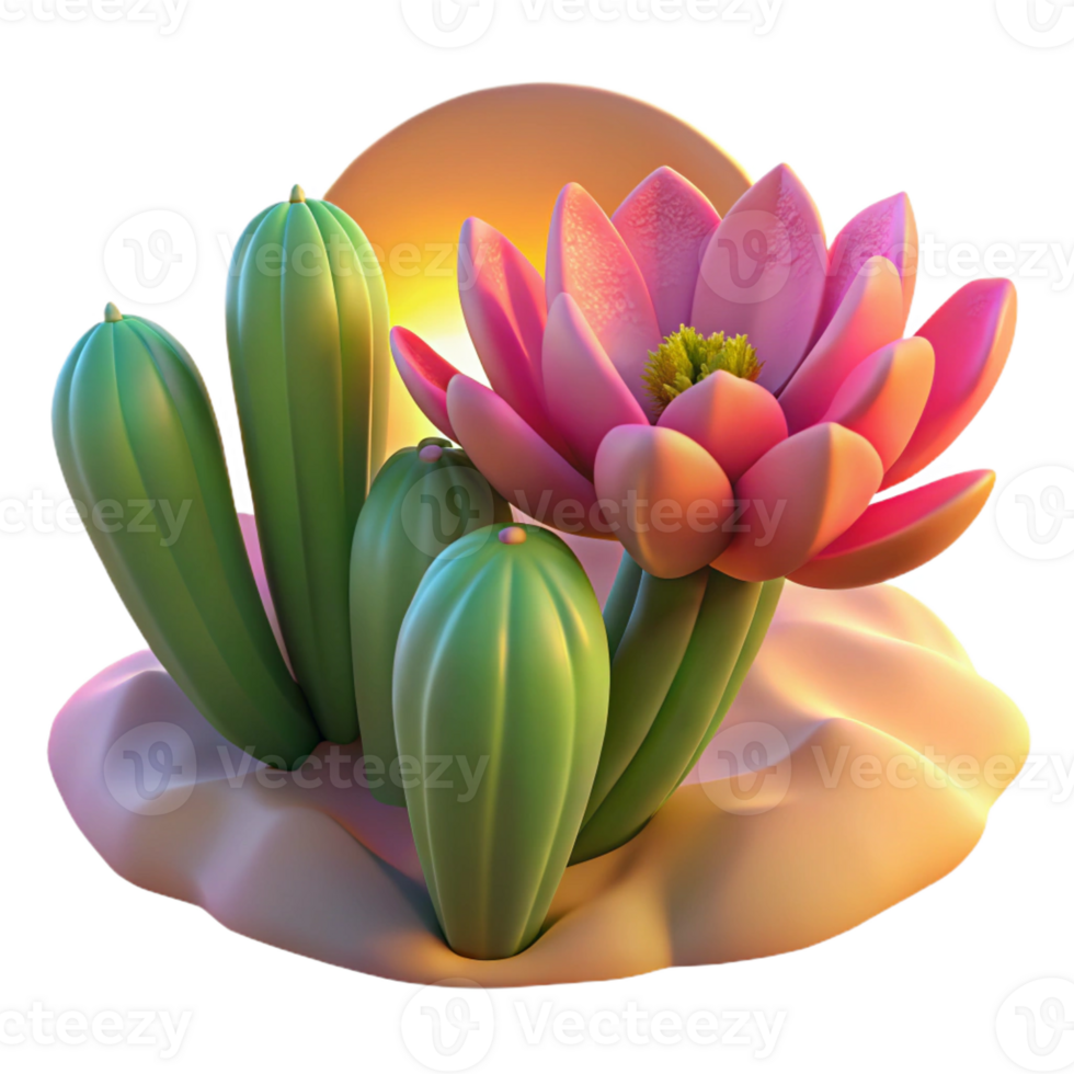 stunning creative A Blooming Cactus Flower in the Desert A professional png