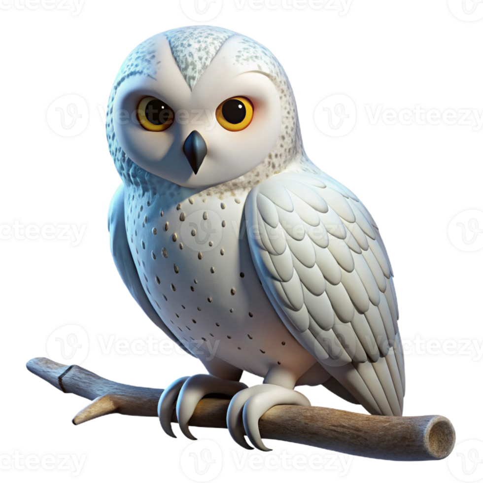 vibrant artistic A Snowy Owl Perched on a Branch Covered high resolution png