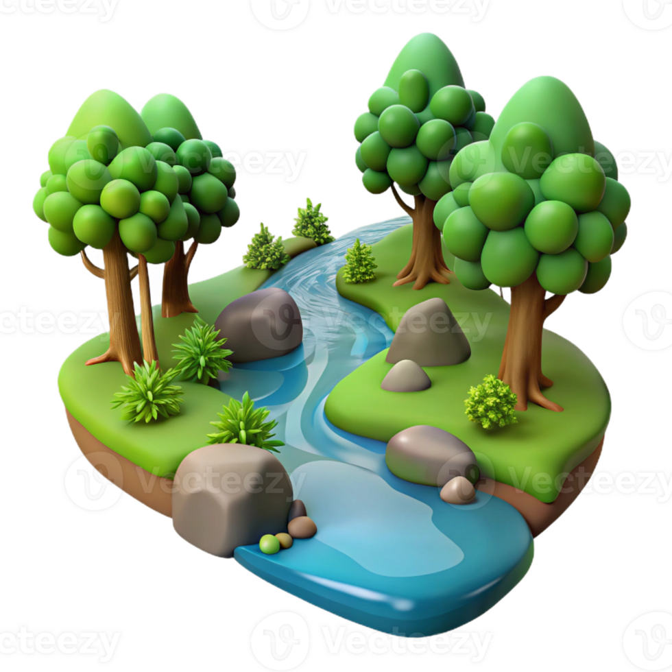 magnificent traditional A Babbling Brook Flowing Through a Fore original png