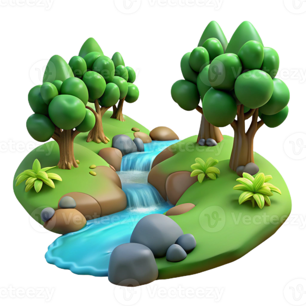 extraordinary rustic A Babbling Brook Flowing Through a Fore 4K png