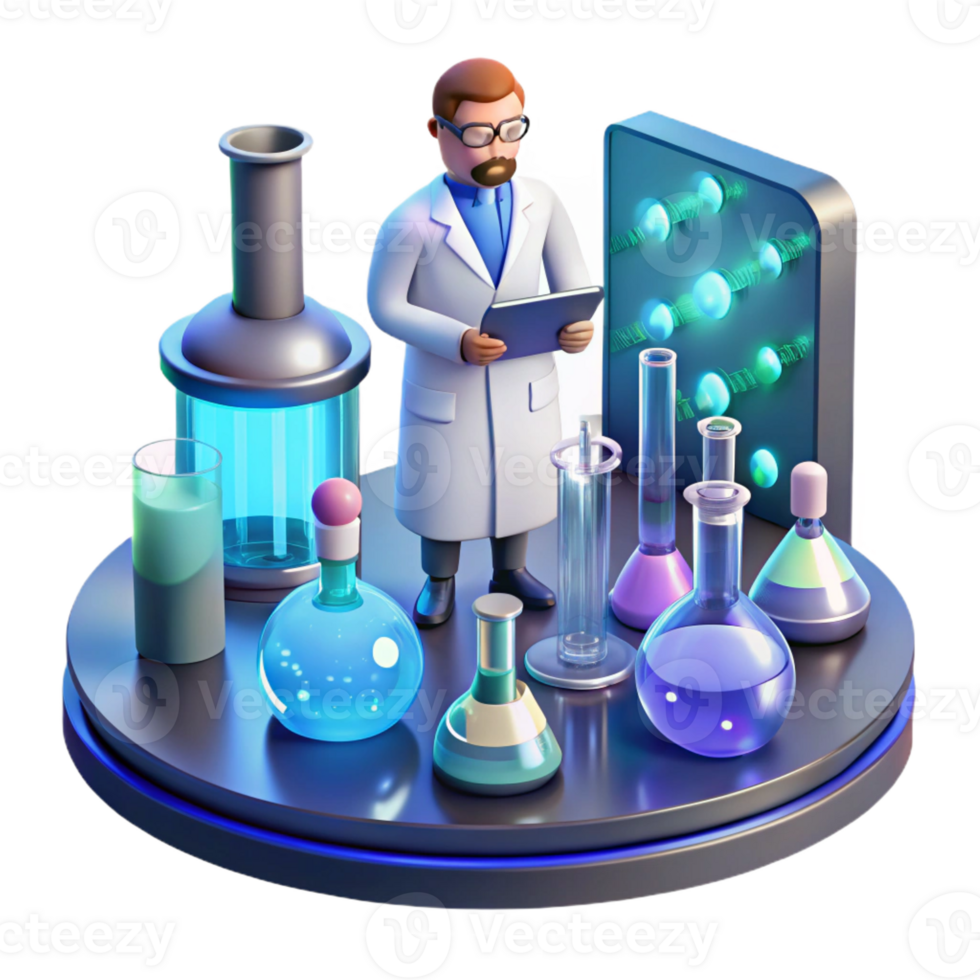 magnificent minimalist A Lone Scientist Working in a Cluttered professional png