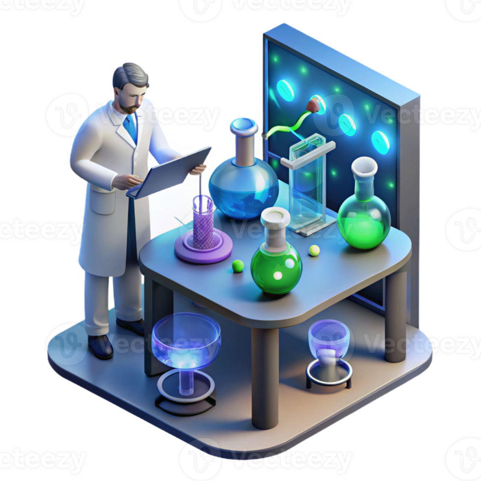 stunning abstract A Lone Scientist Working in a Cluttered genuine png