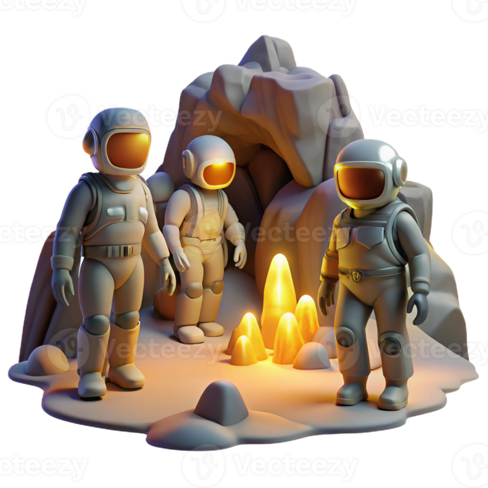 elegant traditional A Group of Explorers in Futuristic Space professional png