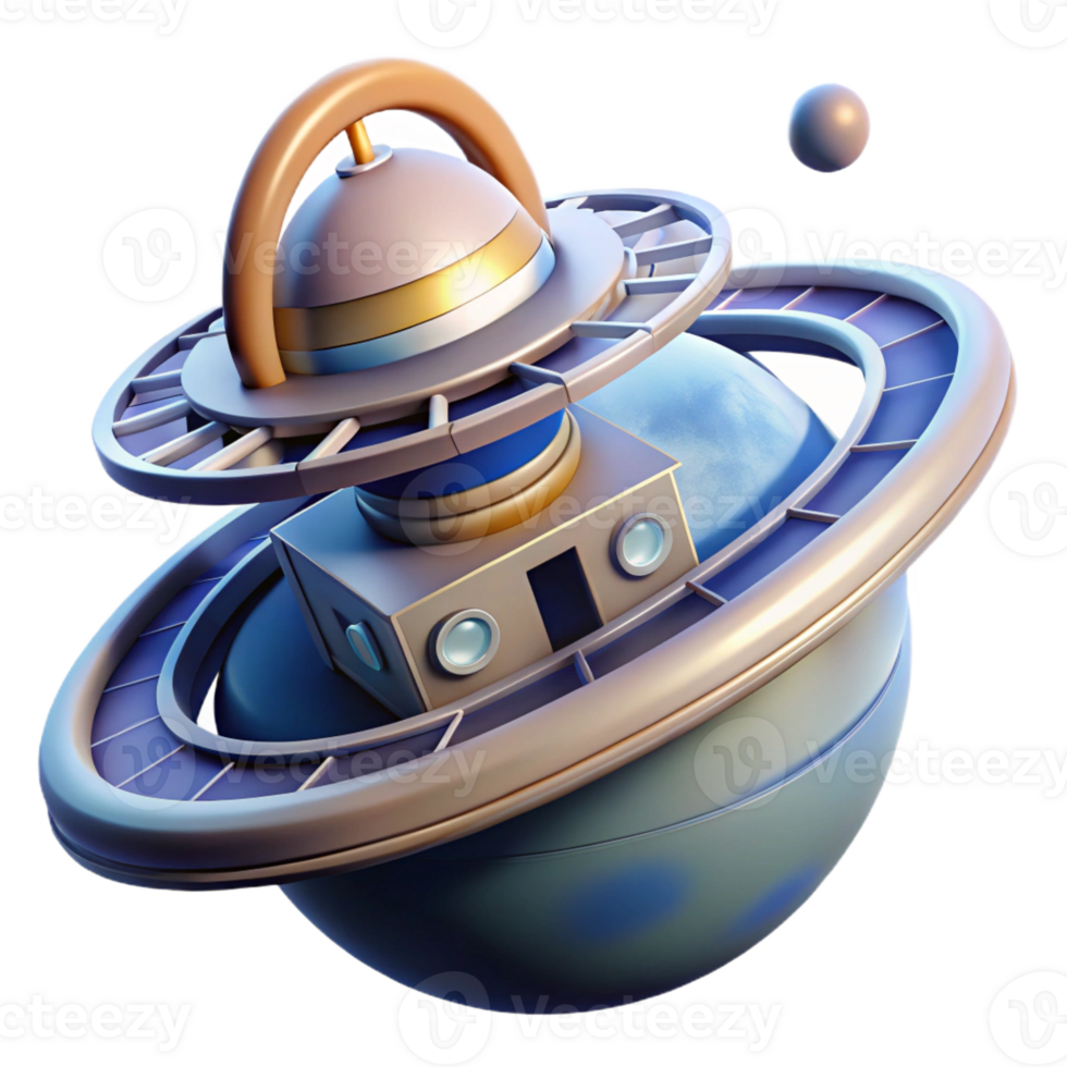 beautiful classic A Space Station Orbiting a Ringed Planet genuine png
