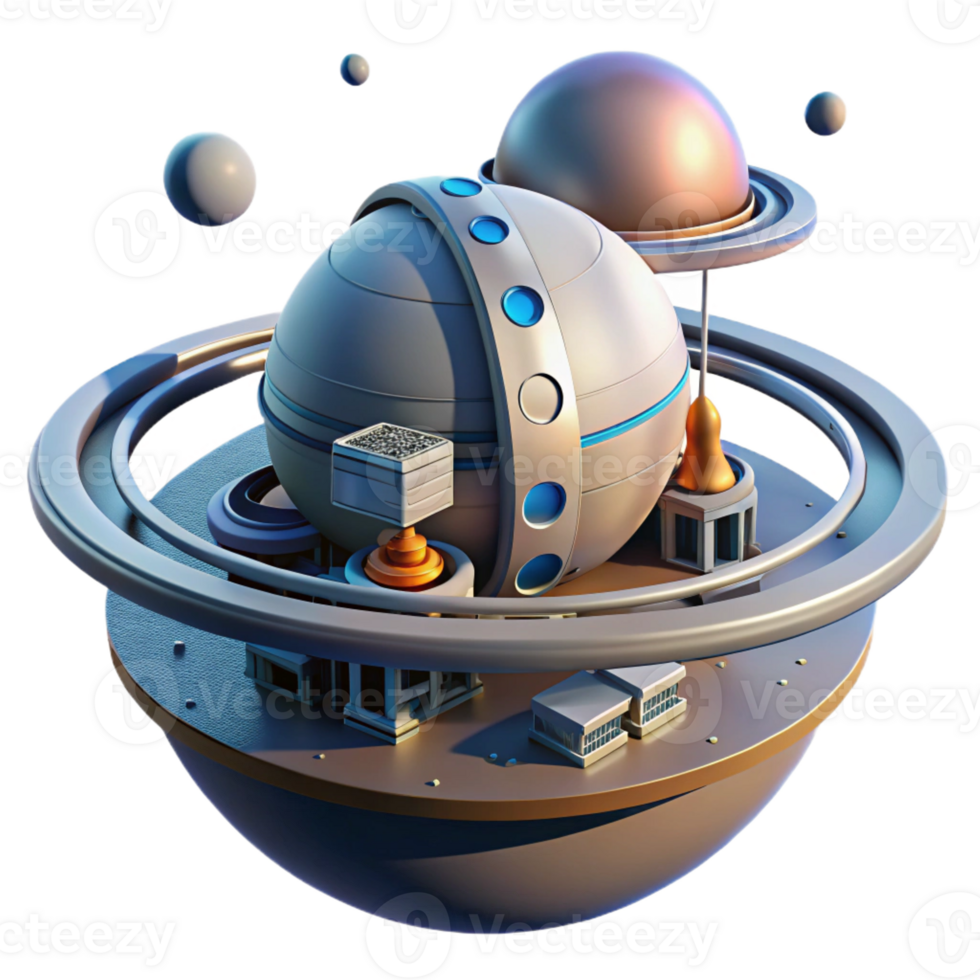 stunning creative A Space Station Orbiting a Ringed Planet high resolution png