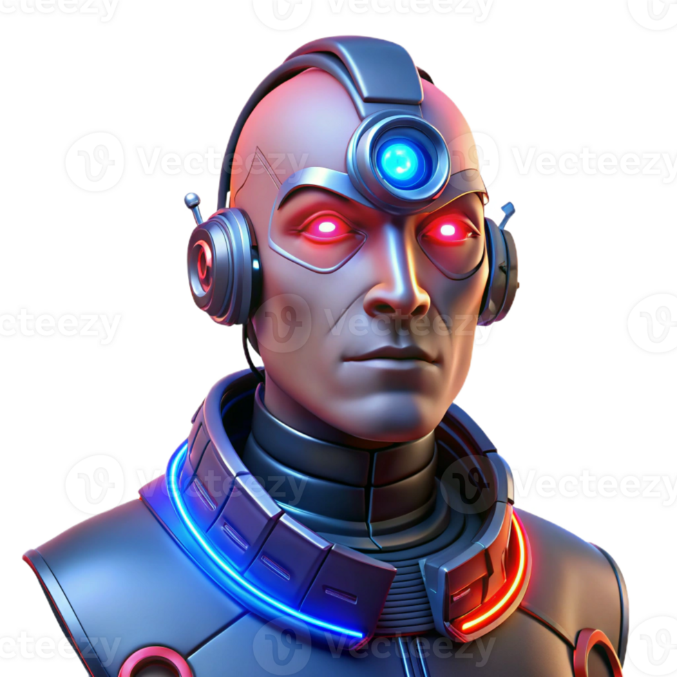 impressive artistic Portrait of a Cyborg with Exposed Wires genuine png