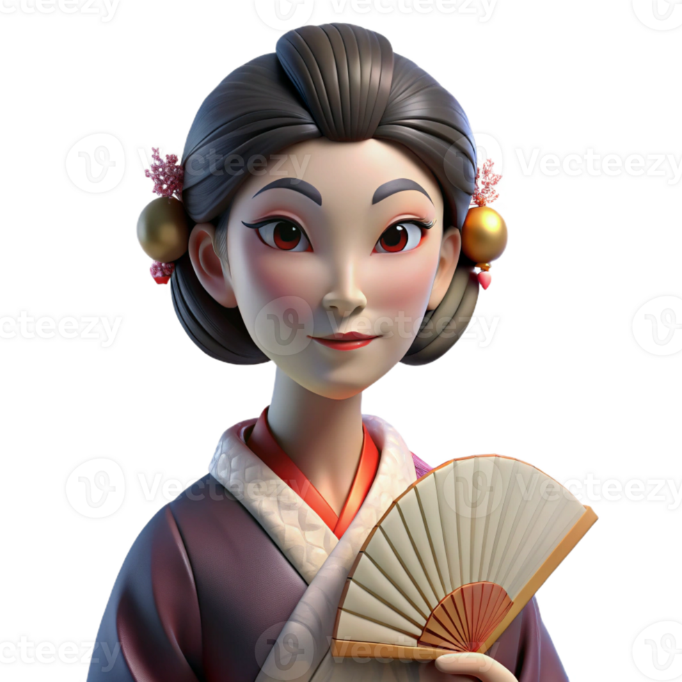 wonderful abstract Portrait of a Geisha with Elegant Makeup original png