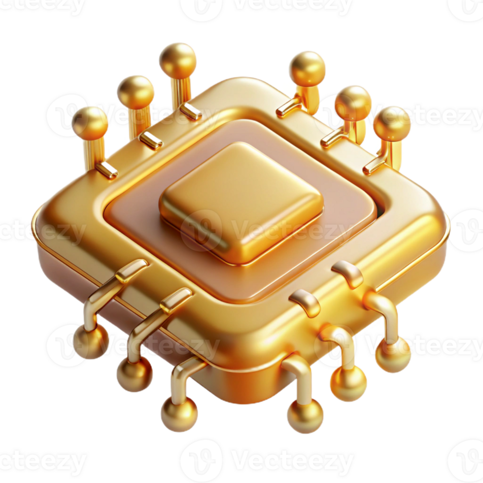 impressive minimalist A Single Microchip Its Golden Connectors exclusive png