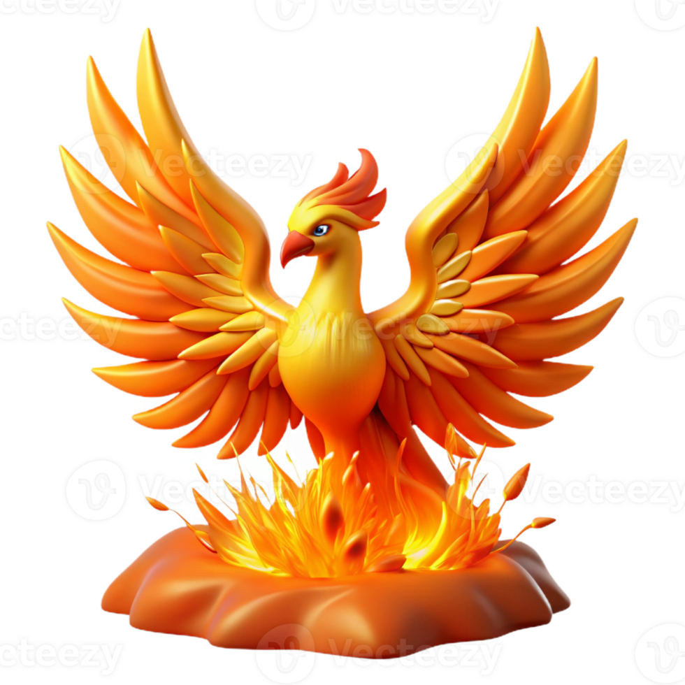 beautiful creative A Majestic Phoenix Rising from a Pyre O detailed png