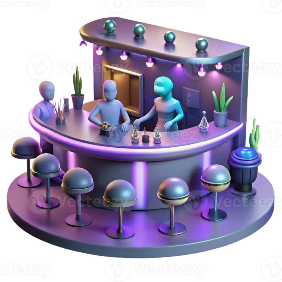 dramatic artistic A Futuristic Bar Filled with Aliens And 4K png