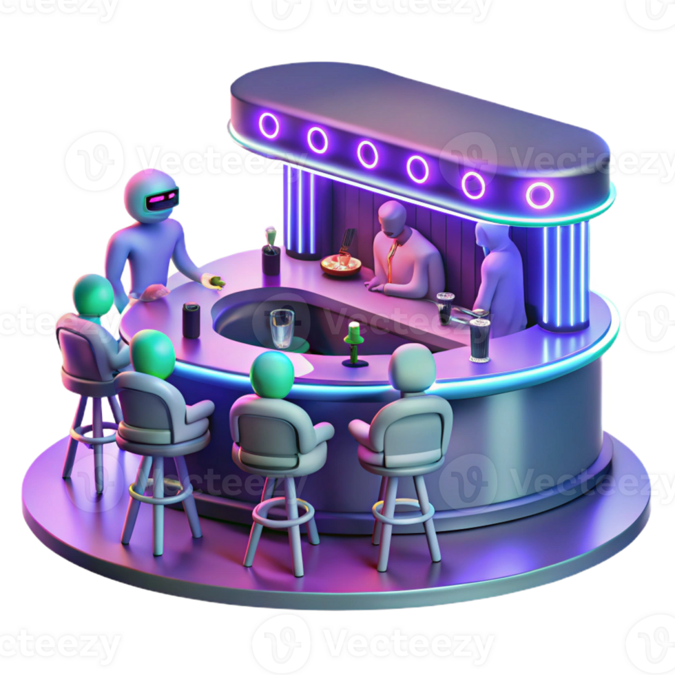 beautiful contemporary A Futuristic Bar Filled with Aliens And genuine png