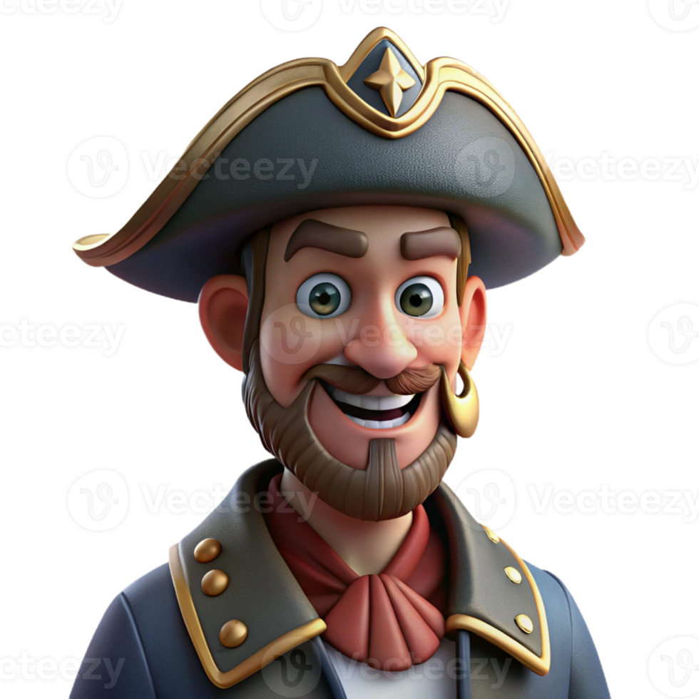 impressive modern Portrait of a Charismatic Pirate Captain high quality png
