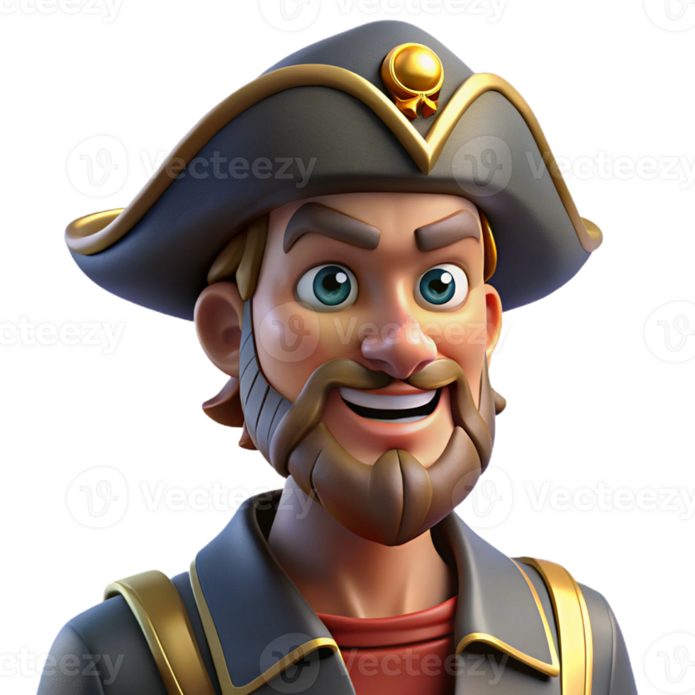 vibrant modern Portrait of a Charismatic Pirate Captain authentic png