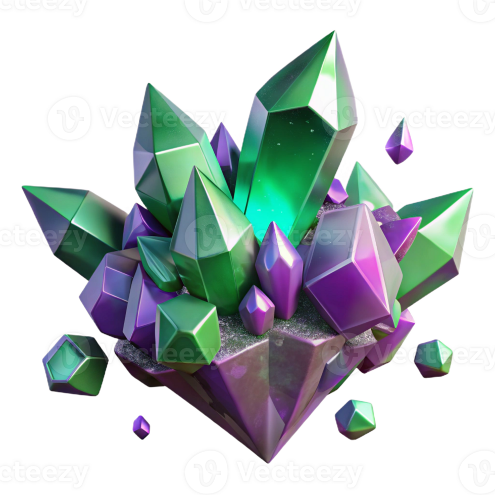 stunning rustic Amethyst and Emerald Crystals authentic png