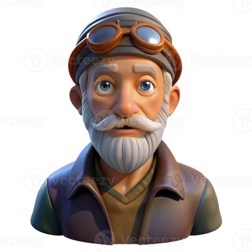 impressive abstract Portrait of an Elderly Man with Deep Wri 4K png